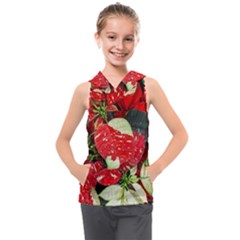 Poinsettia Christmas Star Plant Kids  Sleeveless Hoodie by Sarkoni