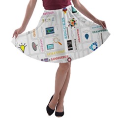 Illustrations Startup Business Organization A-line Skater Skirt by Sarkoni