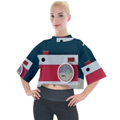 Camera Vector Illustration Mock Neck T-shirt