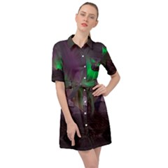 Fantasy Pyramid Mystic Space Aurora Belted Shirt Dress by Grandong