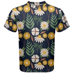Flower Grey Pattern Floral Men s Cotton T-shirt