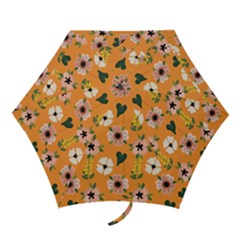 Flower Orange Pattern Floral Mini Folding Umbrellas