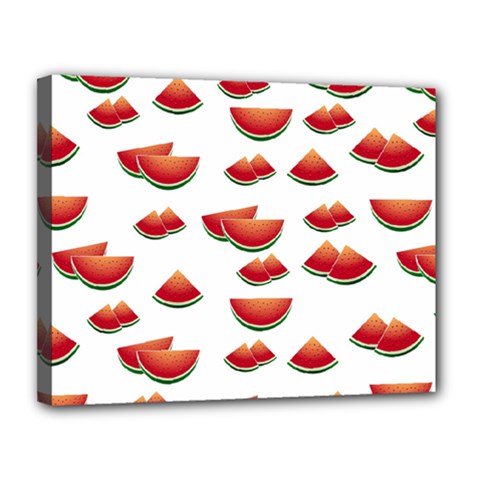 Summer Watermelon Pattern Canvas 14  X 11  (stretched)