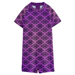 Pattern Texture Geometric Patterns Purple Kids  Boyleg Half Suit Swimwear by Dutashop