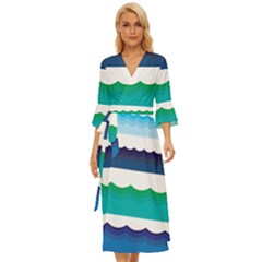 Water Border Water Waves Ocean Sea Midsummer Wrap Dress