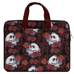 Black Elegant Skulls With Roses Double Pocket Laptop Bag by CoolDesigns