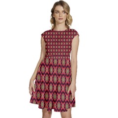 Kaleidoscope Seamless Pattern Cap Sleeve High Waist Dress