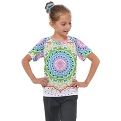 Mandala Pattern Rainbow Pride Kids  Mesh Piece T-shirt