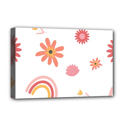 Seamless Pattern Flowers Rainbow Deluxe Canvas 18  X 12  (stretched)