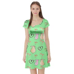 Pig Heart Digital Short Sleeve Skater Dress by Ravend