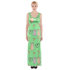 Pig Heart Digital Thigh Split Maxi Dress by Ravend