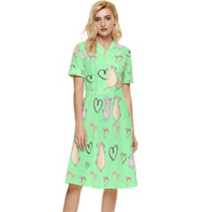 Pig Heart Digital Button Top Knee Length Dress by Ravend
