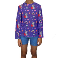 Rabbit Hearts Texture Seamless Pattern Kids  Long Sleeve Swimwear by Ravend