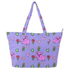Flower Pink Pig Piggy Seamless Full Print Shoulder Bag