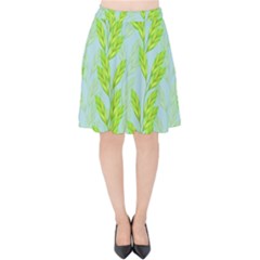 Background Leaves Branch Seamless Velvet High Waist Skirt