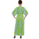 Background Leaves Branch Seamless V-Neck Boho Style Maxi Dress View2