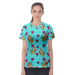 Cat Love Pattern Women s Sport Mesh T-shirt