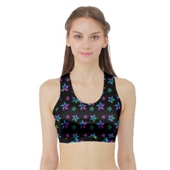 Stars Pattern Art Design Wallpaper Sports Bra With Border