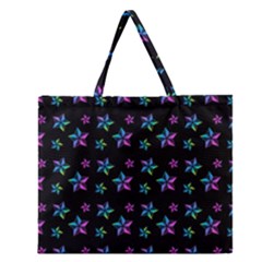 Stars Pattern Art Design Wallpaper Zipper Large Tote Bag