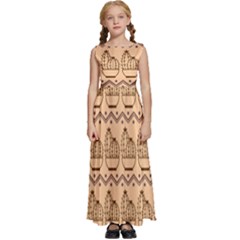 Pattern Design Background Nature Kids  Satin Sleeveless Maxi Dress by Ravend