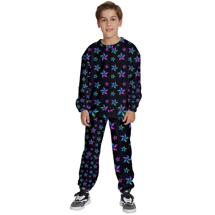 Stars Pattern Art Design Wallpaper Kids  Sweatshirt set