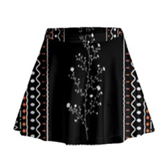 Flowers Line Art Wall Decoration Mini Flare Skirt by Ravend