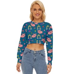 Flowers Pink Pig Piggy Seamless Lightweight Long Sleeve Sweatshirt by Ravend