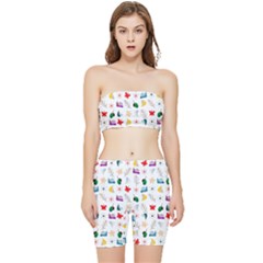 Snail Butterfly Pattern Seamless Stretch Shorts And Tube Top Set