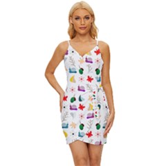 Snail Butterfly Pattern Seamless Wrap Tie Front Dress