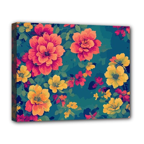 Floral Art Flowers Textile Deluxe Canvas 20  X 16  (stretched)