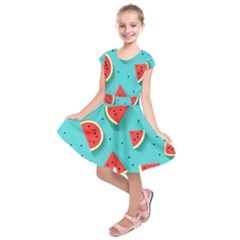 Watermelon Fruit Slice Kids  Short Sleeve Dress by Ravend