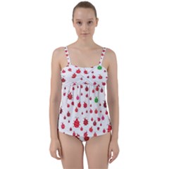 Beetle Animals Red Green Fly Twist Front Tankini Set by Amaryn4rt