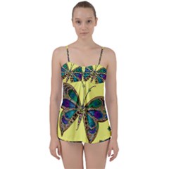 Butterfly Mosaic Yellow Colorful Babydoll Tankini Set by Amaryn4rt