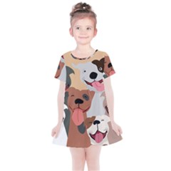 Dogs Pet Background Pack Terrier Kids  Simple Cotton Dress by Ravend