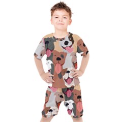 Dogs Pet Background Pack Terrier Kids  T-shirt And Shorts Set