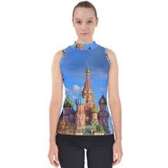 Architecture Building Cathedral Church Mock Neck Shell Top by Modalart