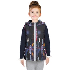 Roadway Surrounded Building During Nighttime Kids  Hooded Puffer Vest by Modalart