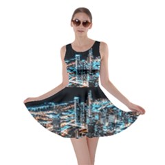 Aerial Photography Of Lighted High Rise Buildings Skater Dress by Modalart