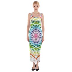 Mandala Pattern Rainbow Pride Fitted Maxi Dress by Vaneshop