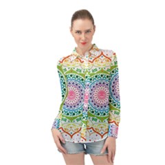 Mandala Pattern Rainbow Pride Long Sleeve Chiffon Shirt