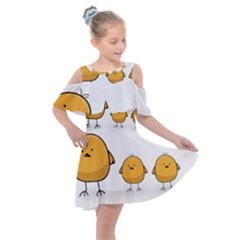 Chick Easter Cute Fun Spring Kids  Shoulder Cutout Chiffon Dress by Ndabl3x