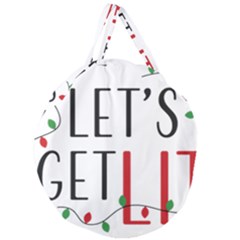 Let s Get Lit Christmas Jingle Bells Santa Claus Giant Round Zipper Tote by Ndabl3x