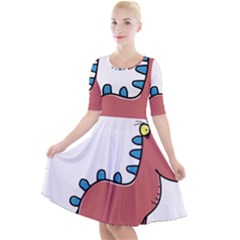 Dinosaur Dragon Drawing Cute Quarter Sleeve A-line Dress by Ndabl3x