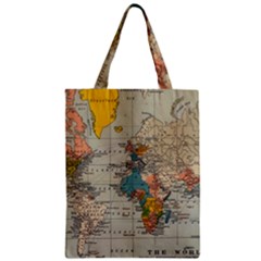 Vintage World Map Zipper Classic Tote Bag by Ndabl3x