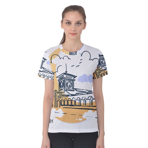 Poster Map Flag Lotus Boat Women s Cotton T-shirt by Grandong