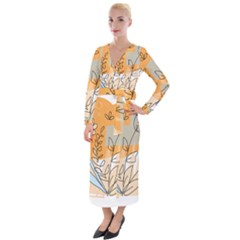 Doodle Flower Floral Abstract Velvet Maxi Wrap Dress by Grandong