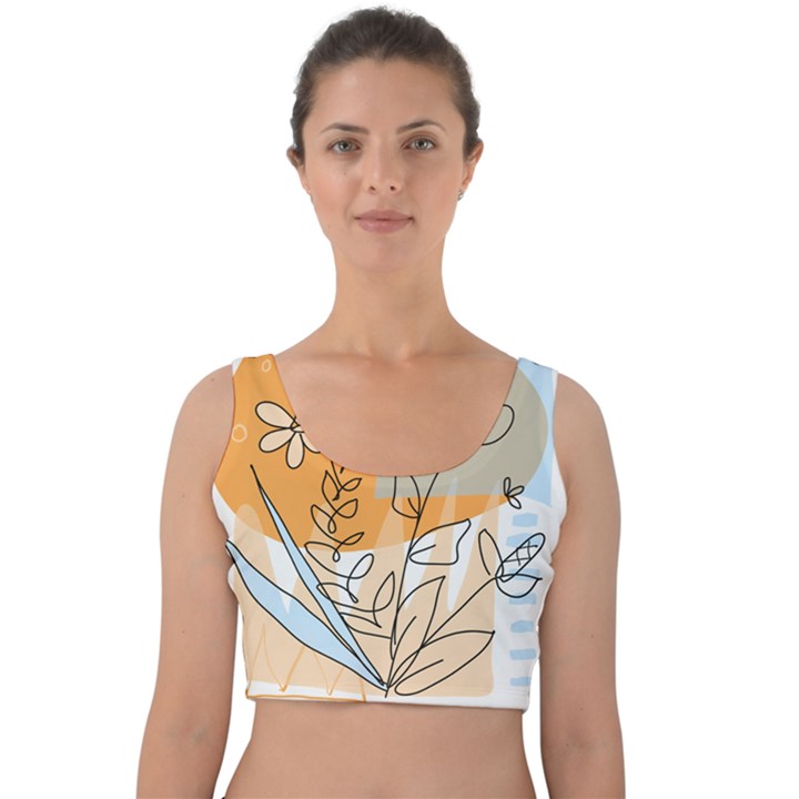 Doodle Flower Floral Abstract Velvet Crop Top