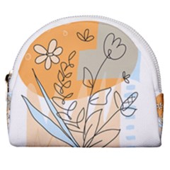 Doodle Flower Floral Abstract Horseshoe Style Canvas Pouch