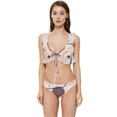 Stars Clouds Border Frame Low Cut Ruffle Edge Bikini Set by Grandong