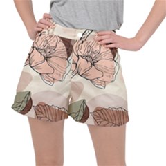Abstract Flower Leaves Pattern Women s Ripstop Shorts